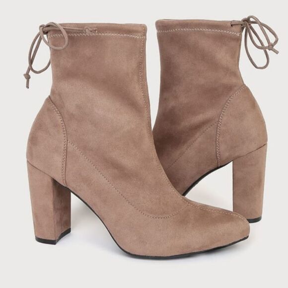 BAMBOO CHUNKY HEEL POINTED TOE WOMEN"S BOOTIE - Picture 6 of 15